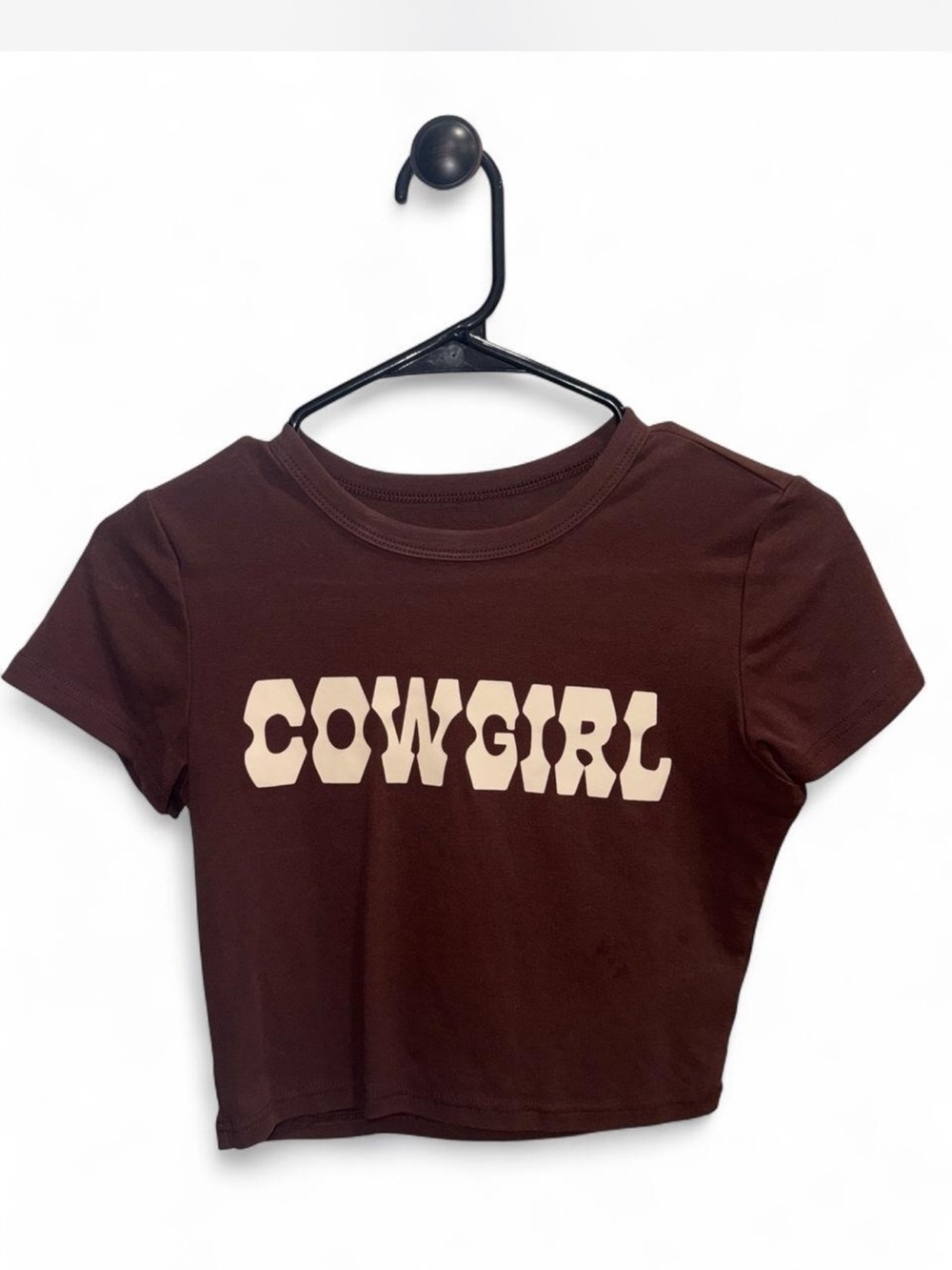 Cowgirl Graphic Tee - Brown Crop Top